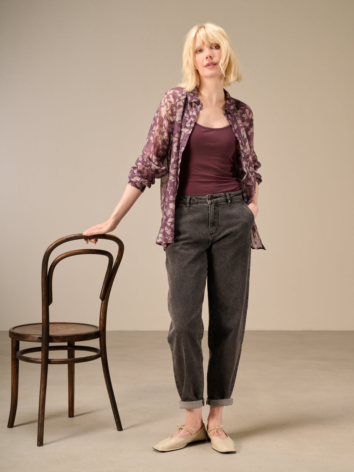 Blouse with button placket