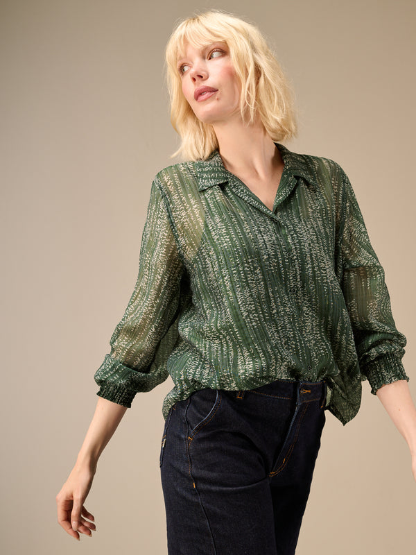 Blouse with check pattern
