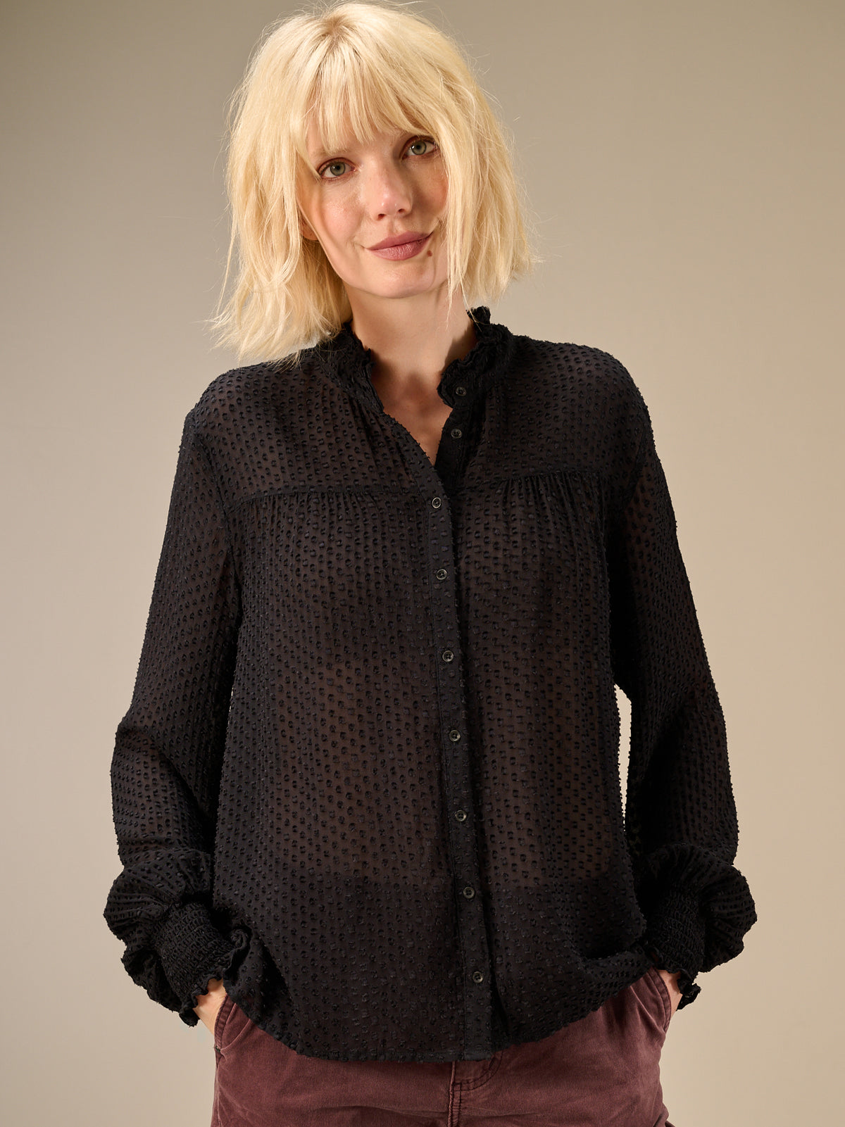 Blouse with ruffle detail