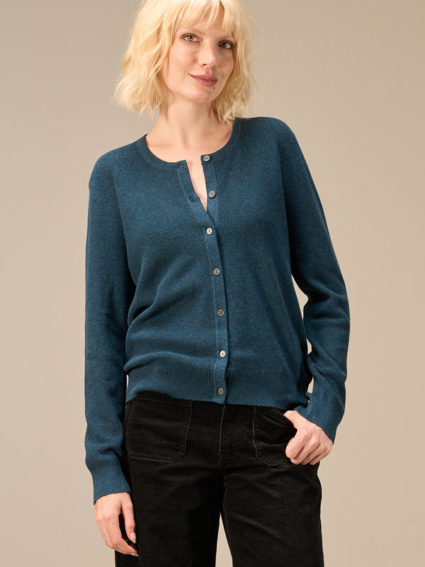 Strickjacke mit Rundhals