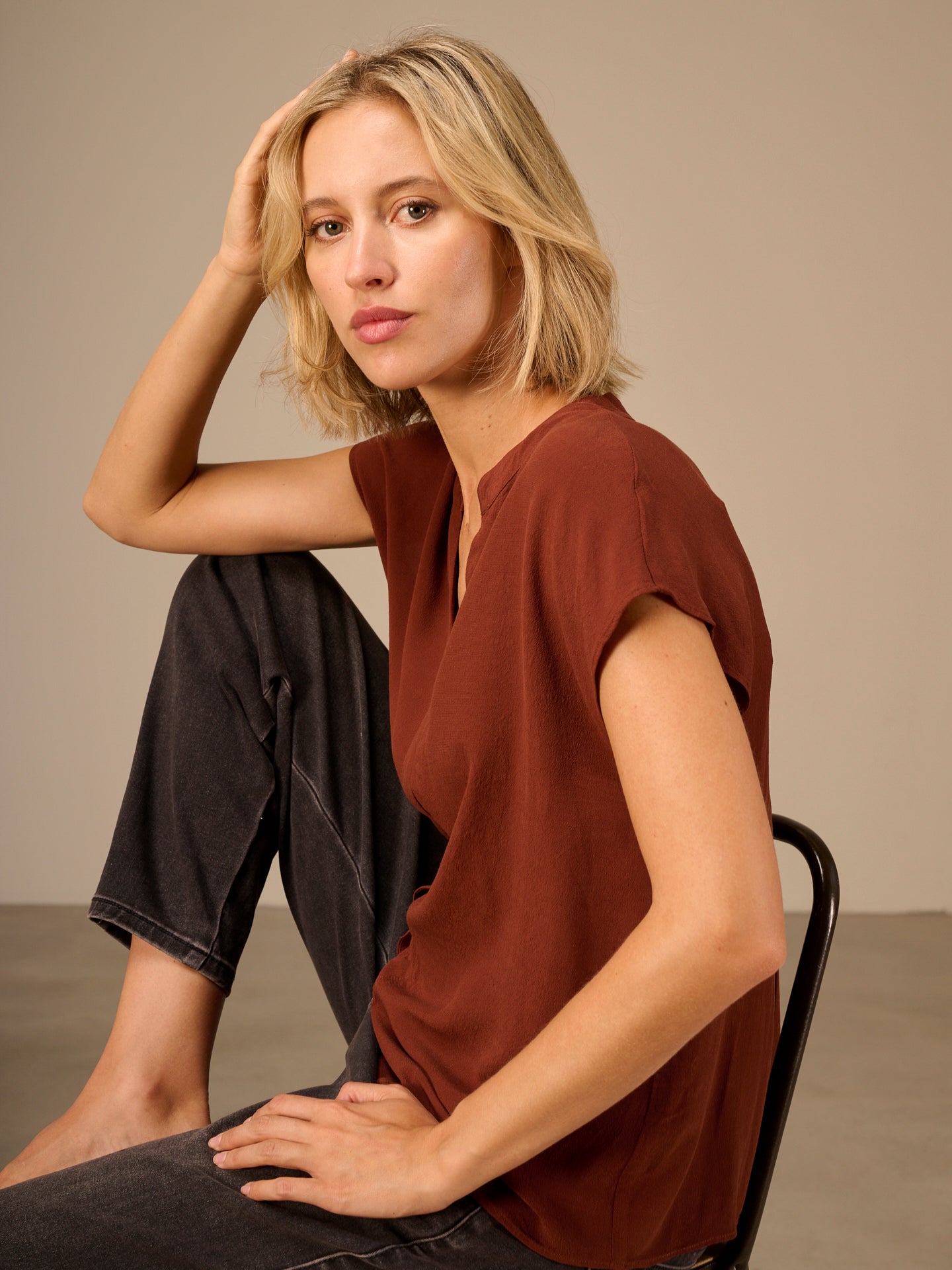 Blusa tinta unita