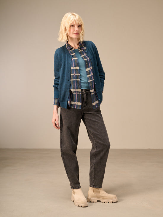 Blouse with check pattern