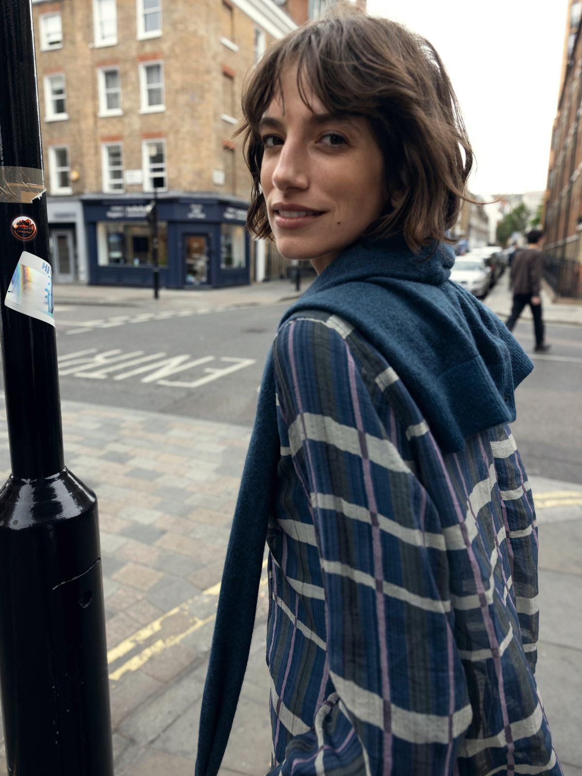 Blouse with check pattern
