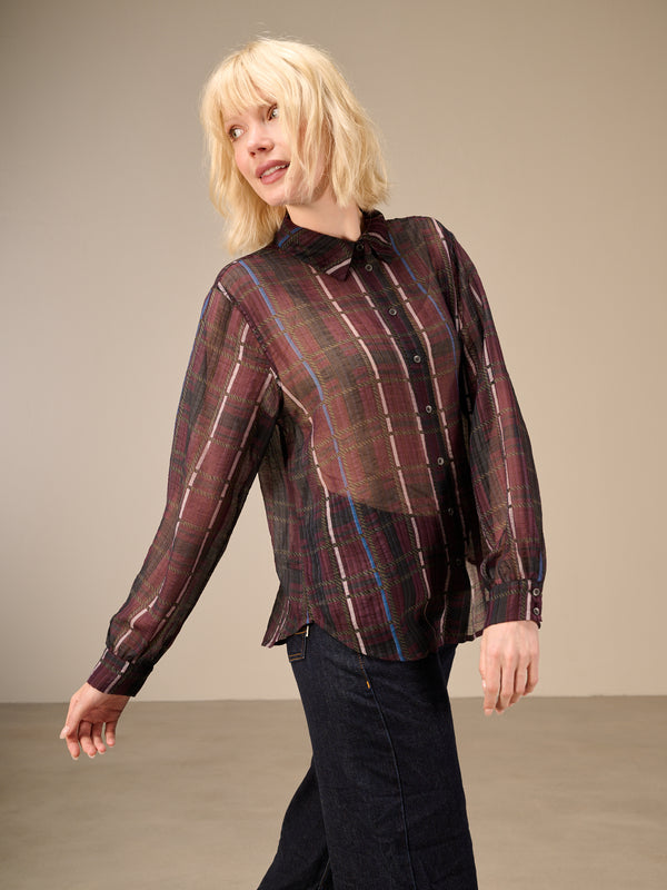 Blouse with check pattern