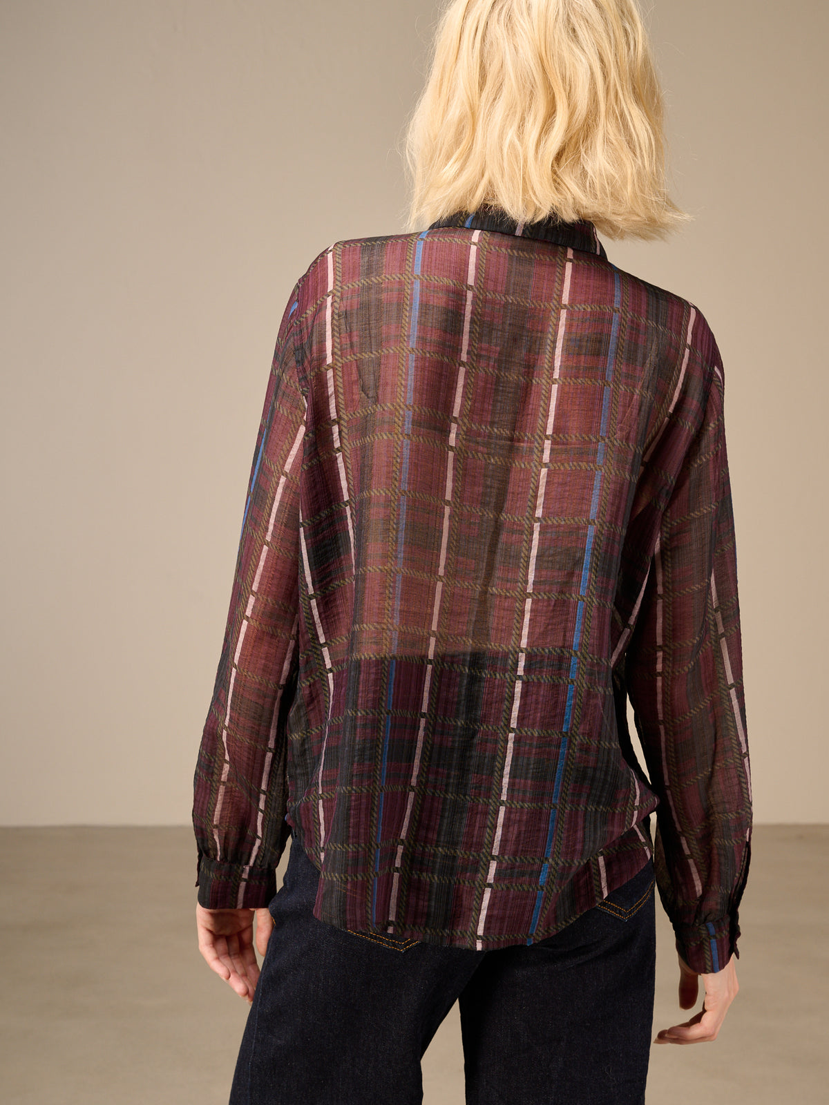 Blouse with check pattern