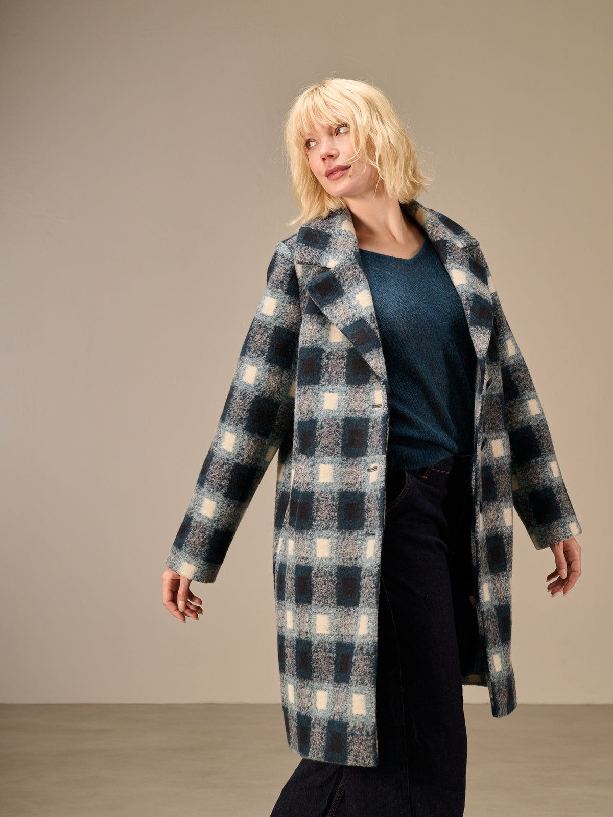 manteau avec motif à carreaux