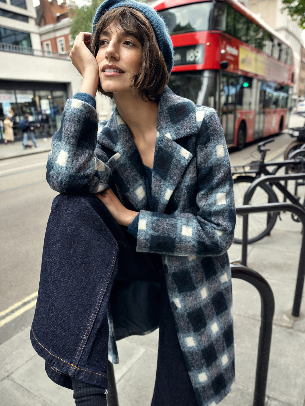 manteau avec motif à carreaux