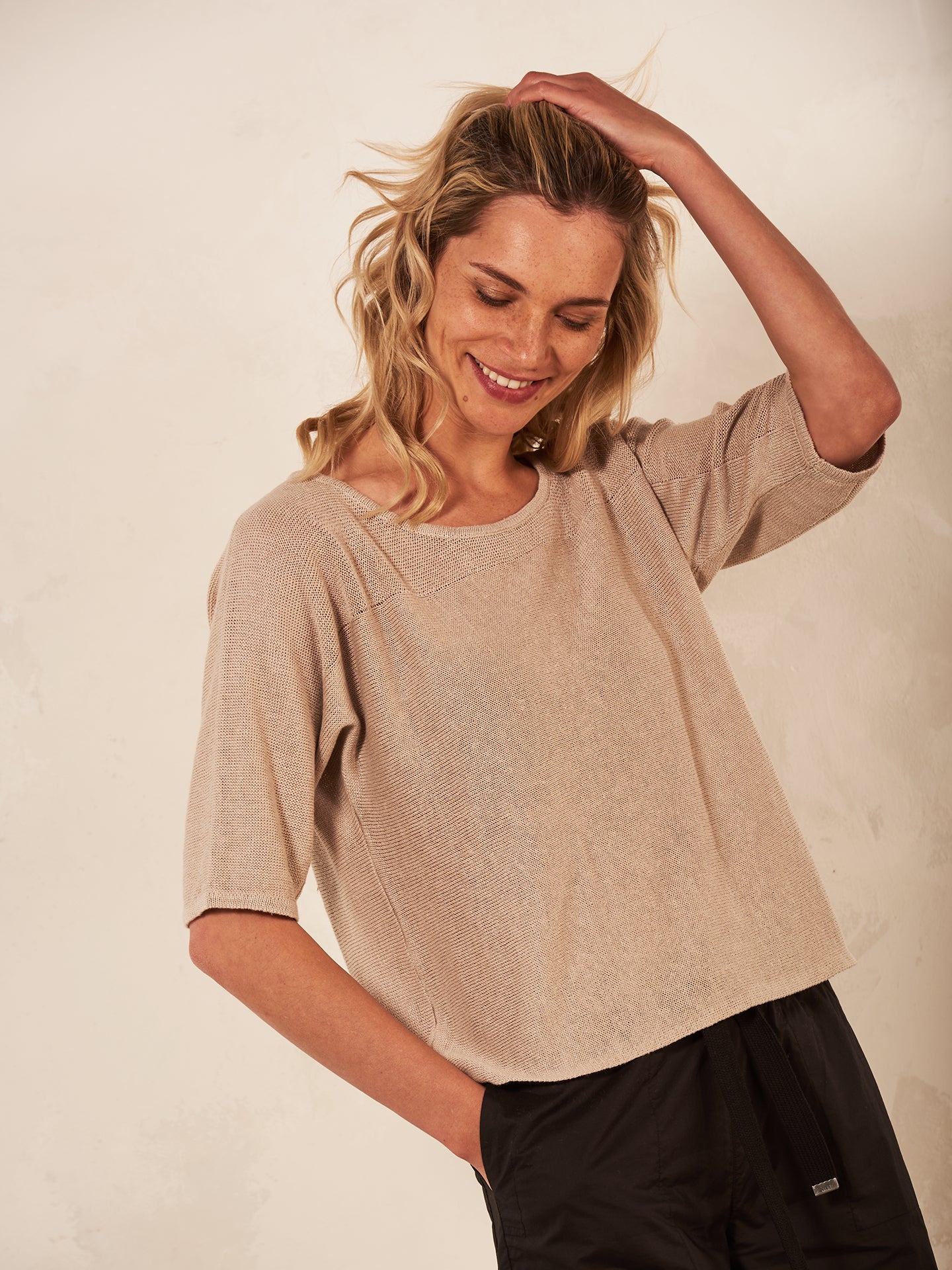 Strickpullover mit Leinen