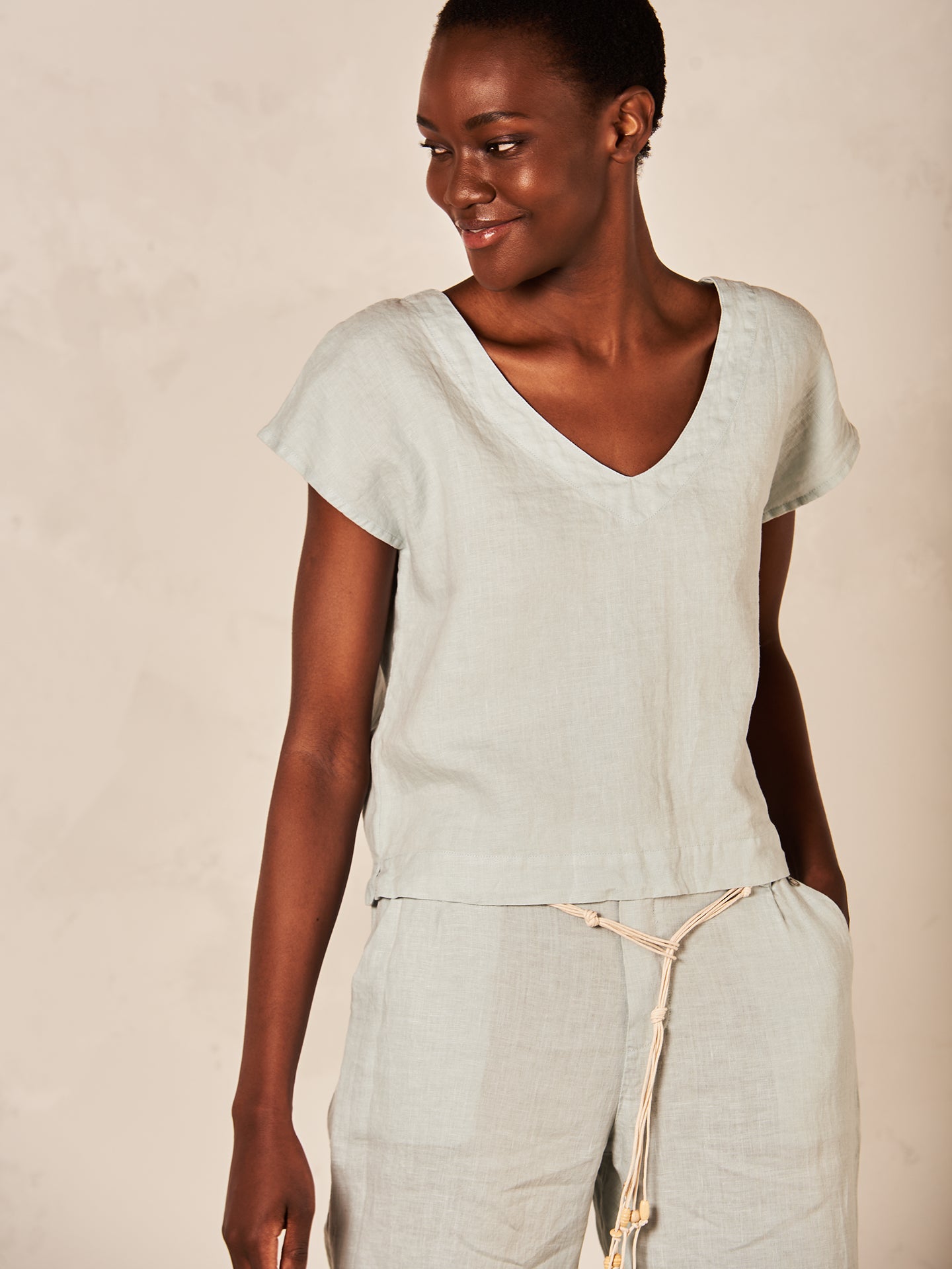 Bluse mit Leinen