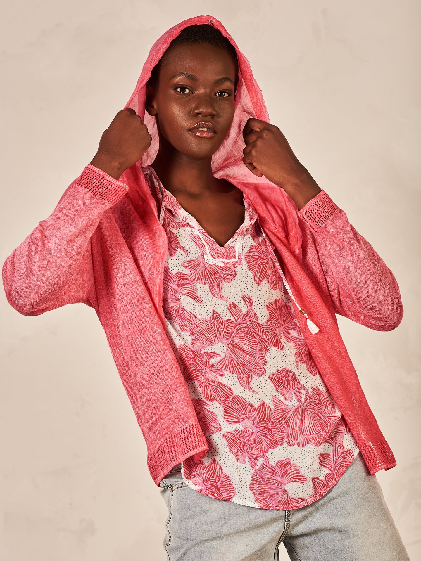 Strickjacke mit Leinen