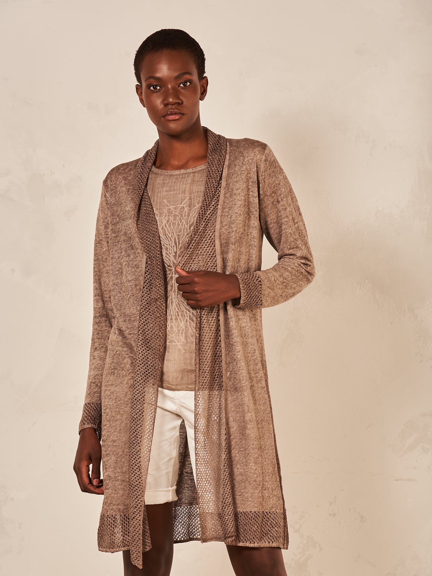 Cardigan with linen