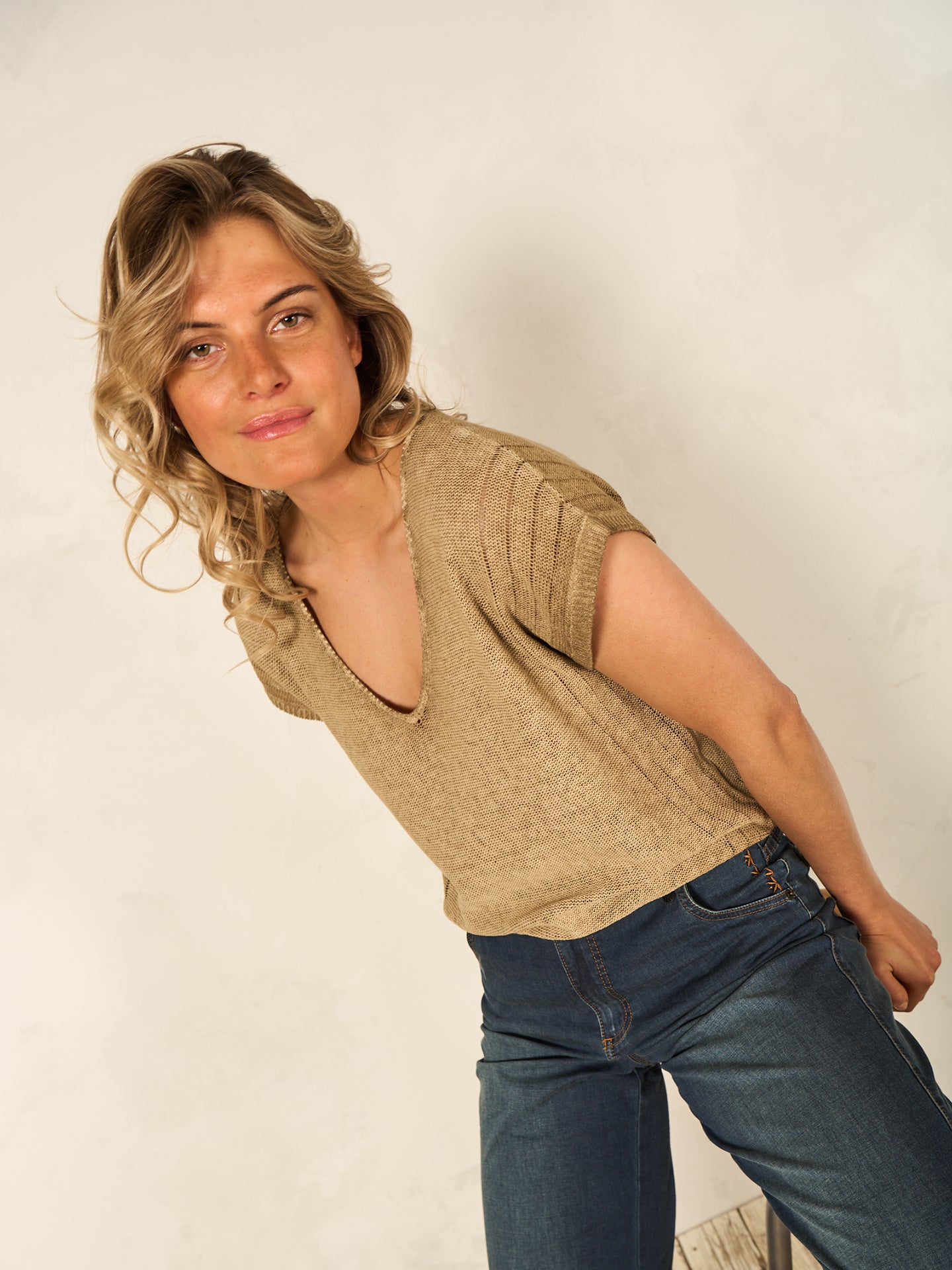 Strickpullover mit Leinen