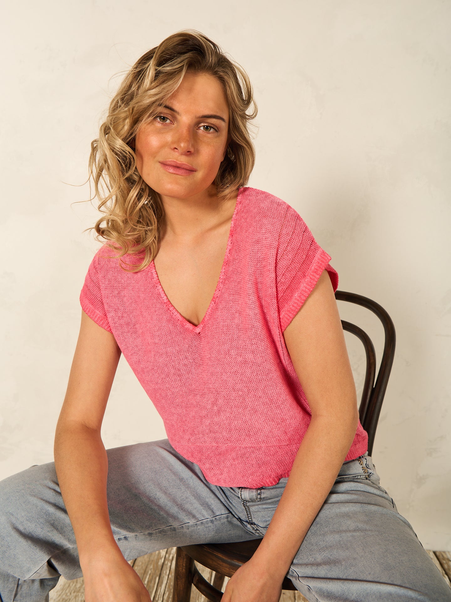 Strickpullover mit Leinen