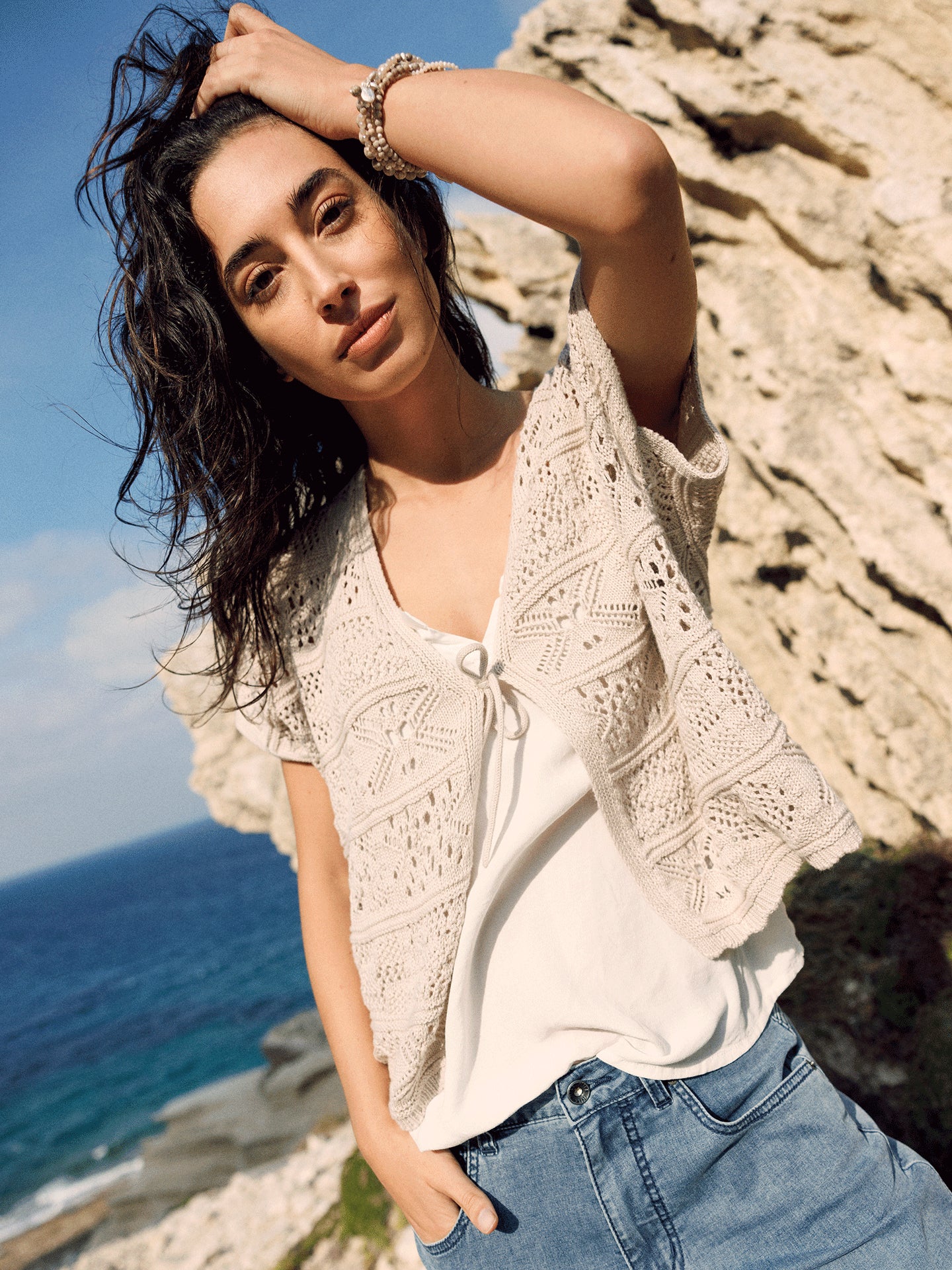 Giacca in maglia con scollo a V