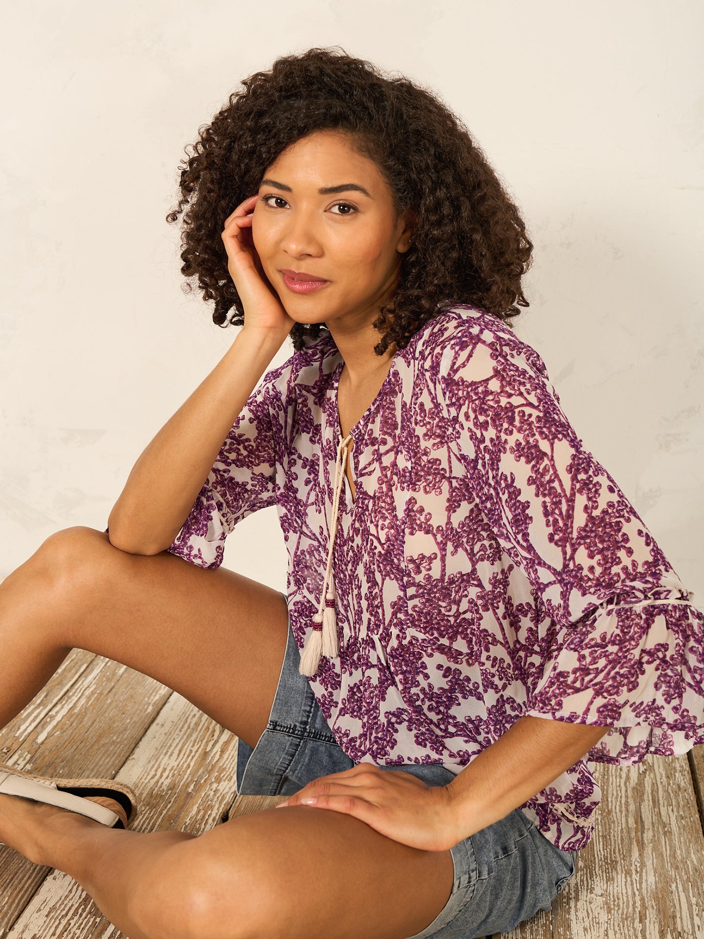 blouse avec détails à volants