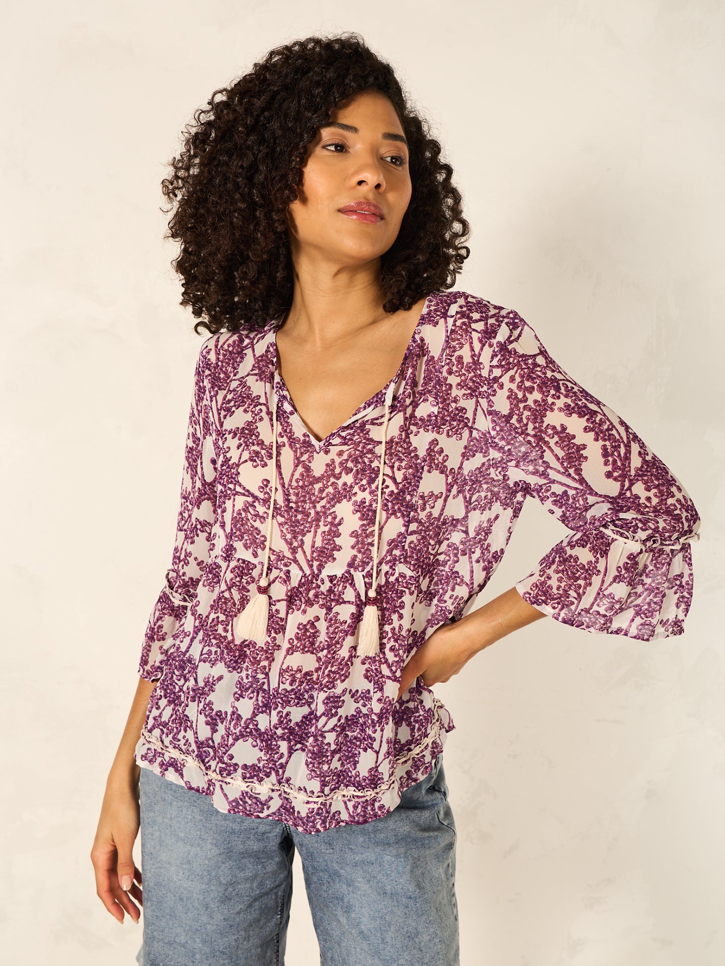 blouse avec détails à volants