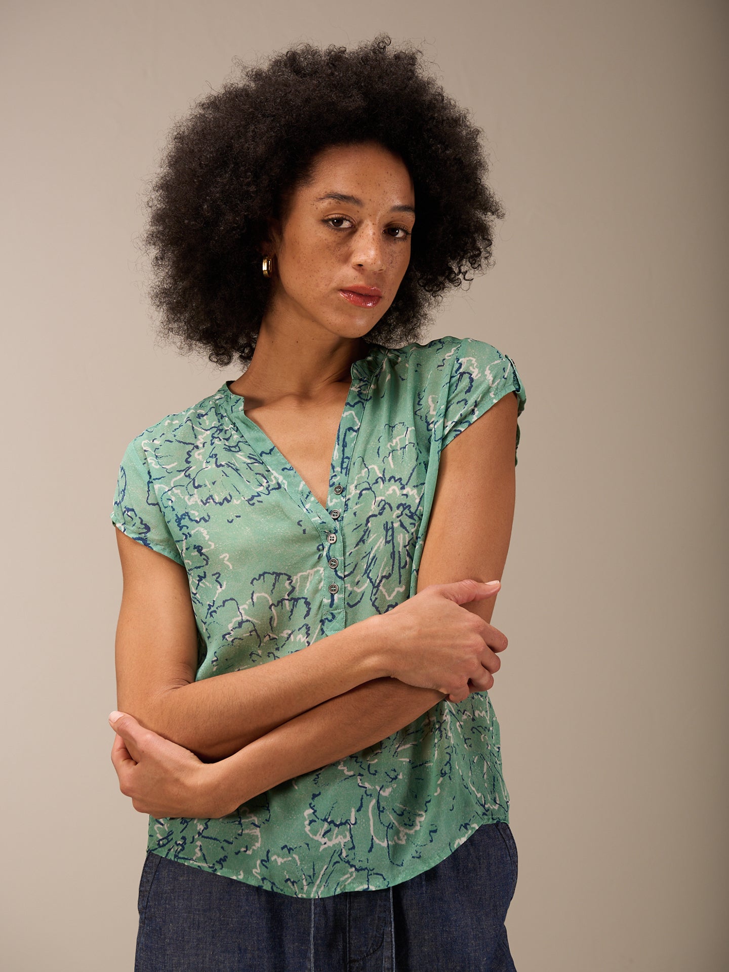Bluse mit Rundhals