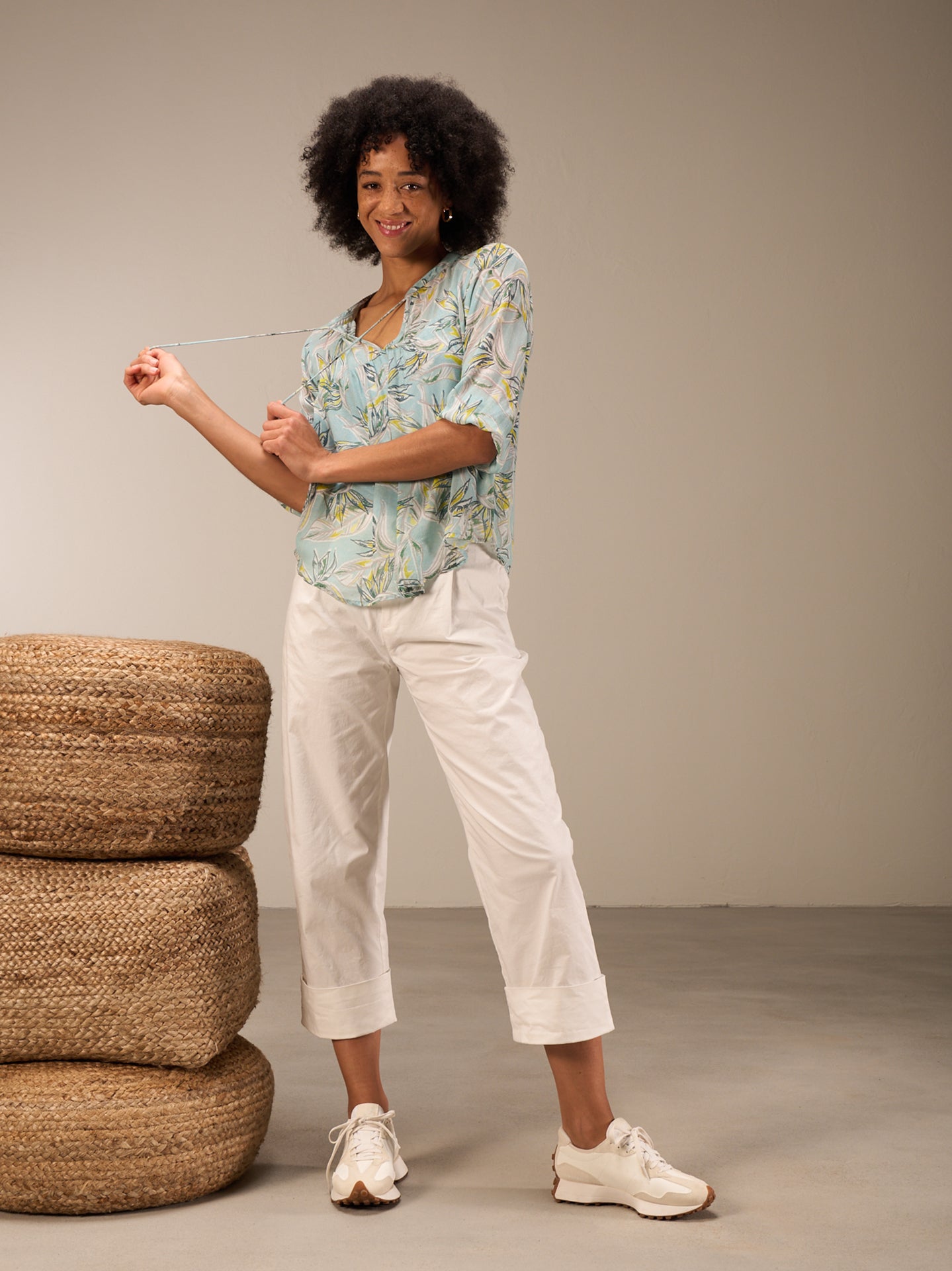 Blouse with flounce