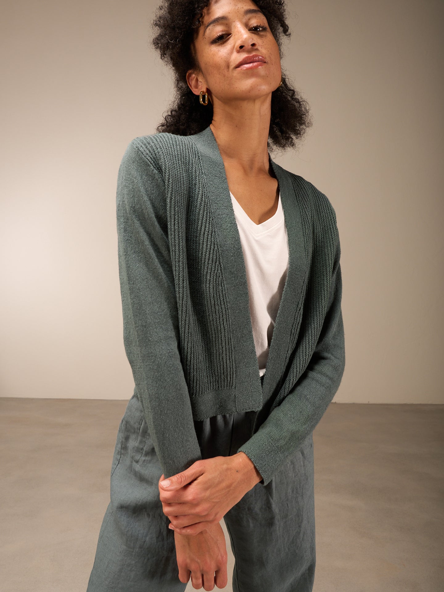 Cardigan with linen