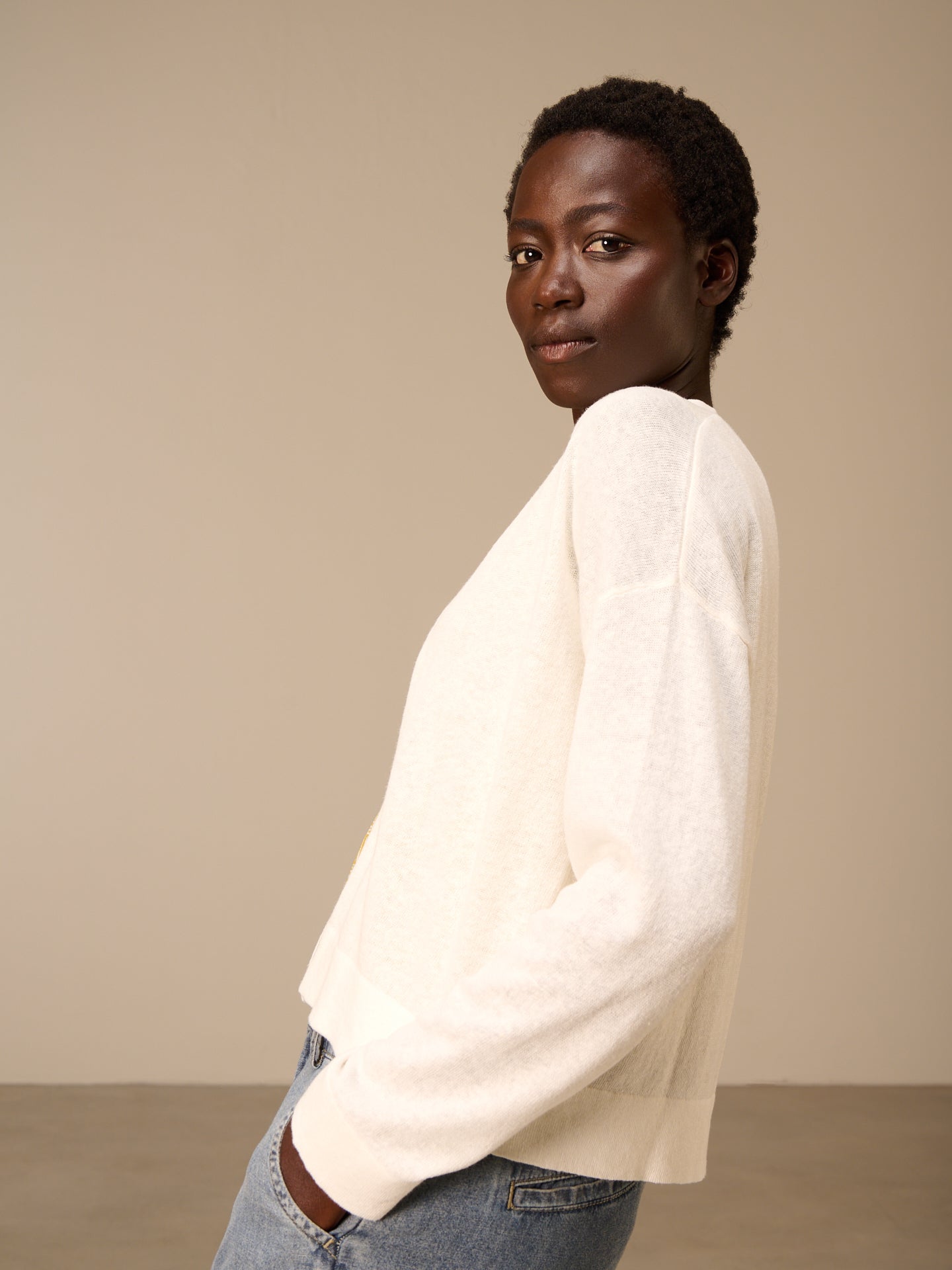 Strickjacke mit Leinen