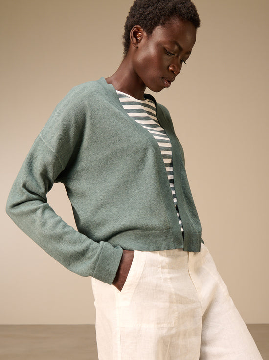 Cardigan with linen