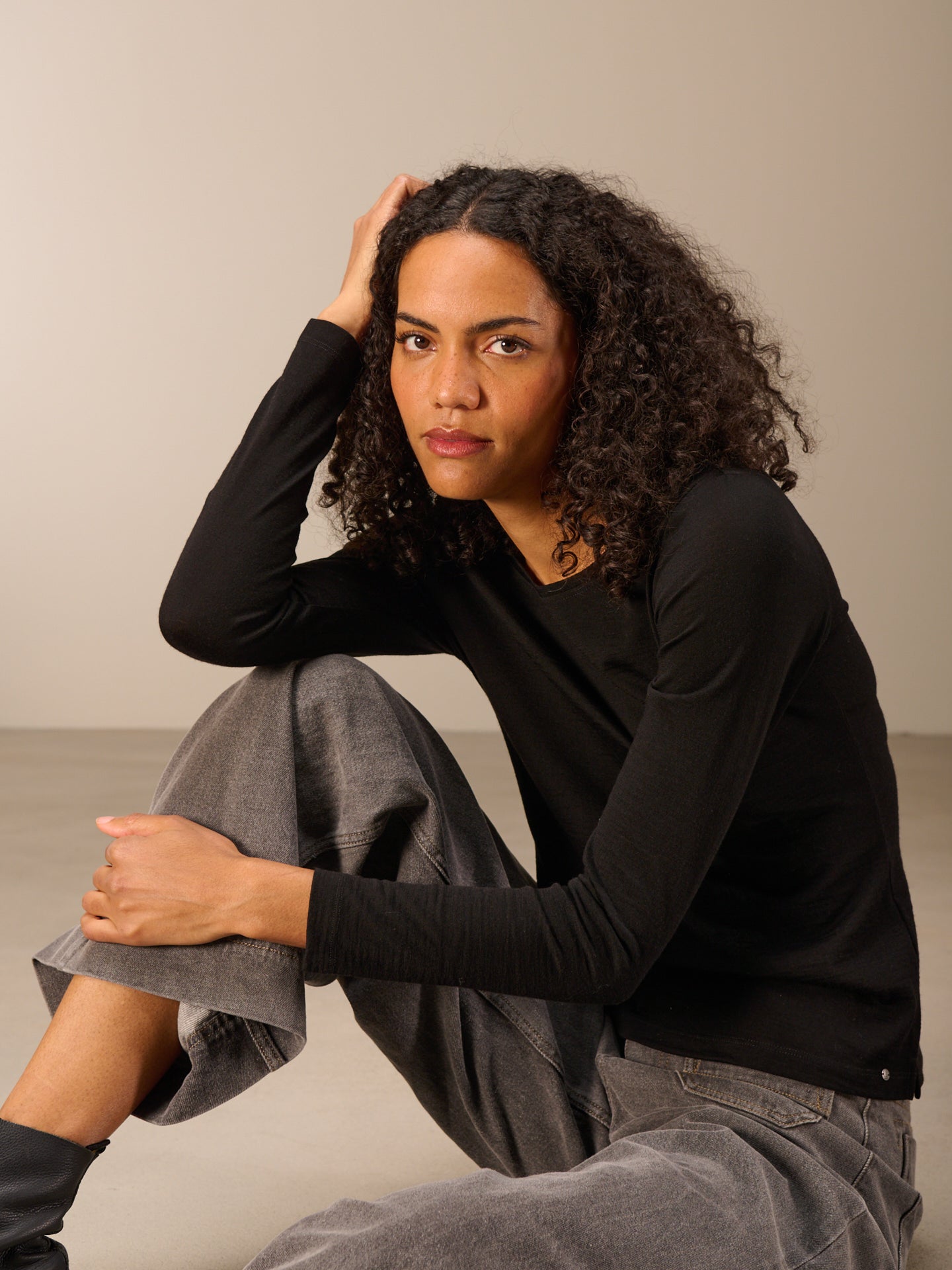 Maglietta in misto lana merino