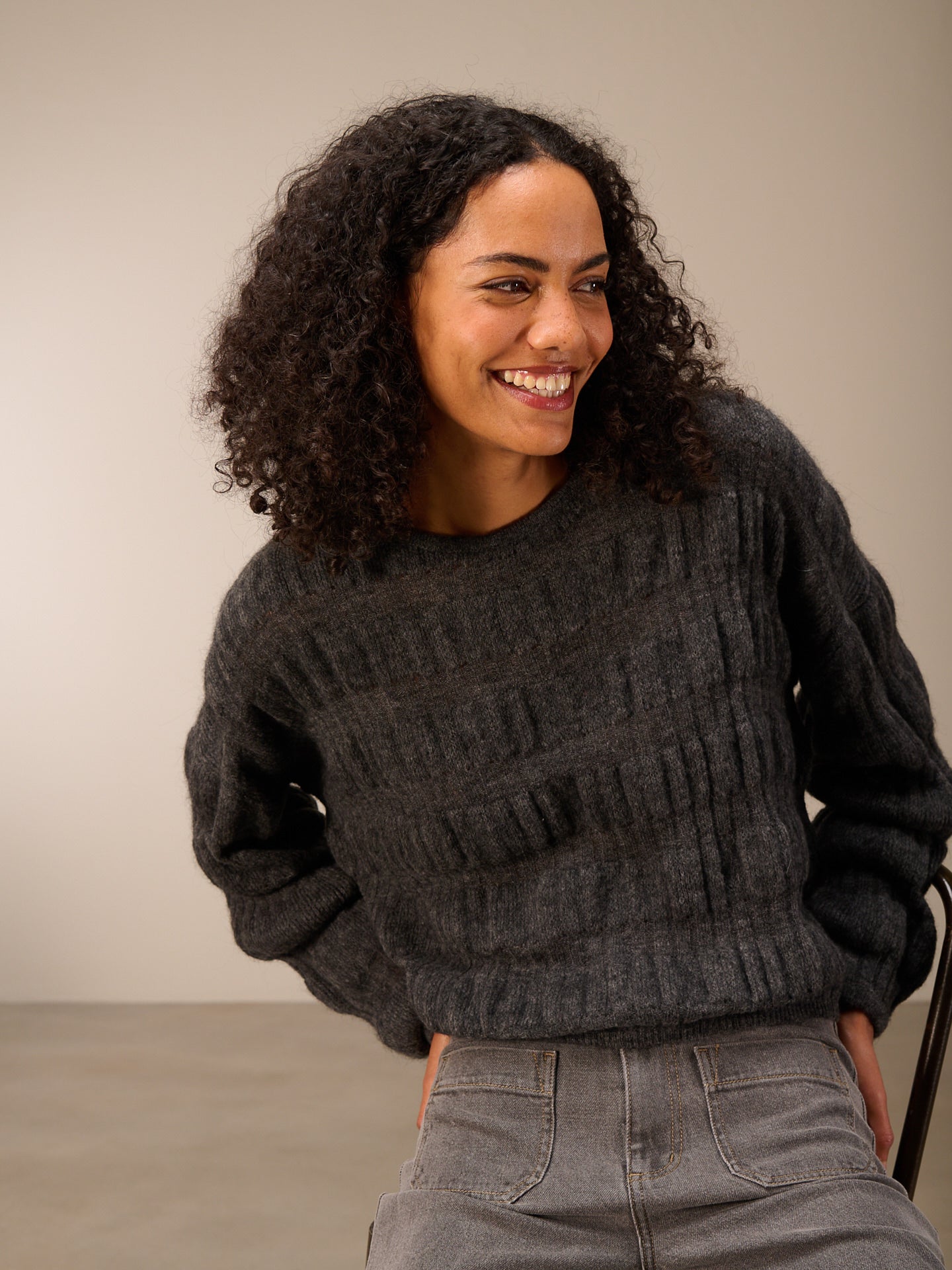 Knitted sweater with wool