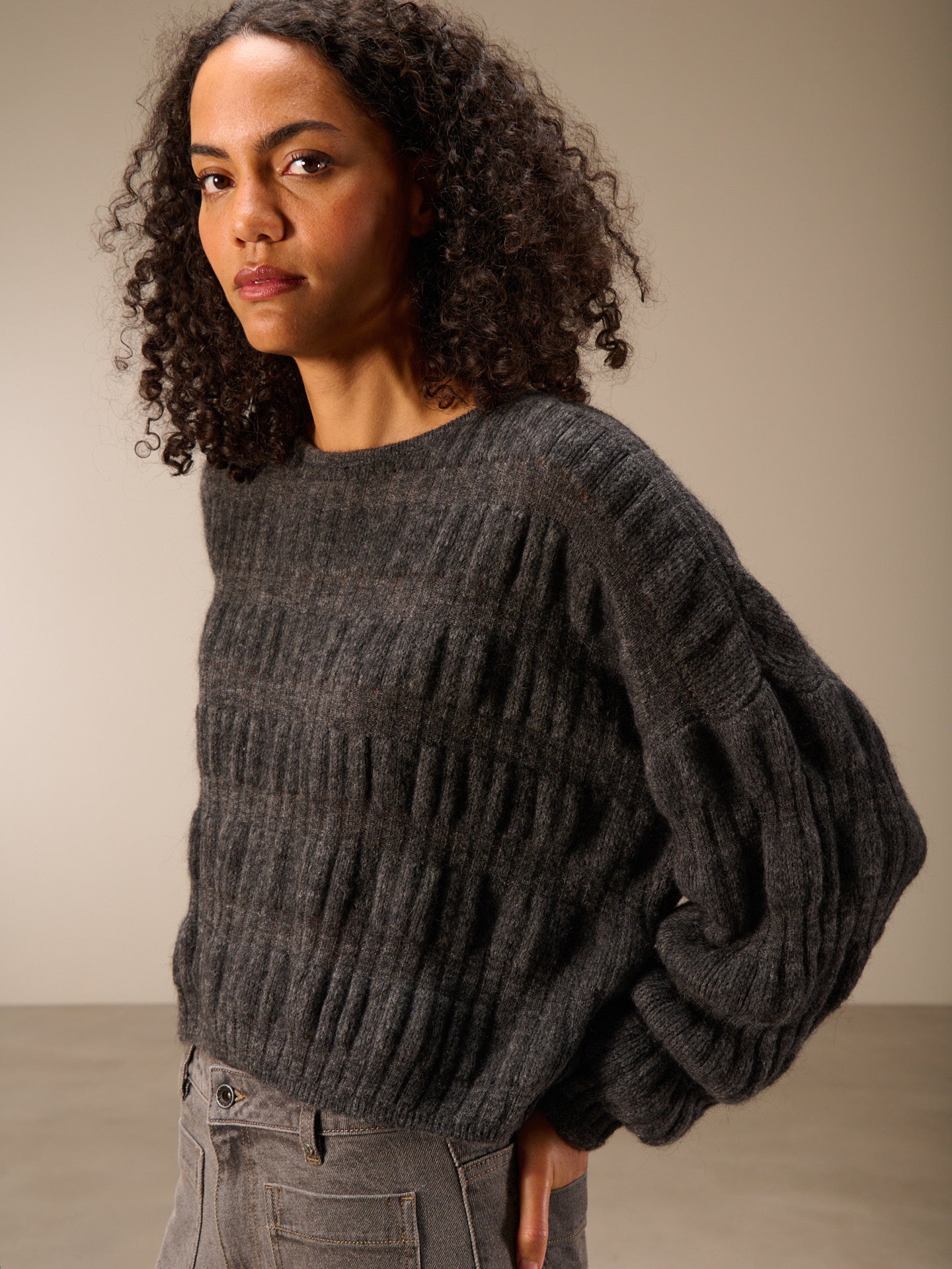 Knitted sweater with wool